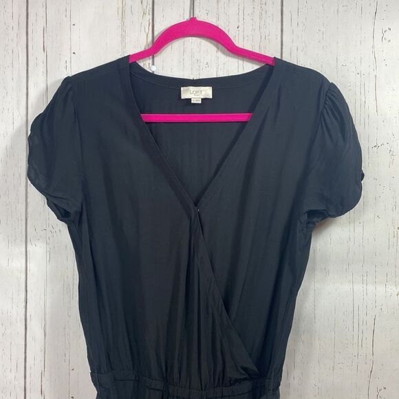 Loft Womens Black Beachy Short Sleeve Tie Romper - Picture 4 of 14